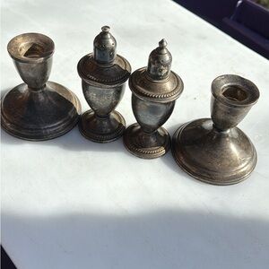 Vtg Duchin Creation Sterling Silver Salt Pepper Shakers & Candle holder